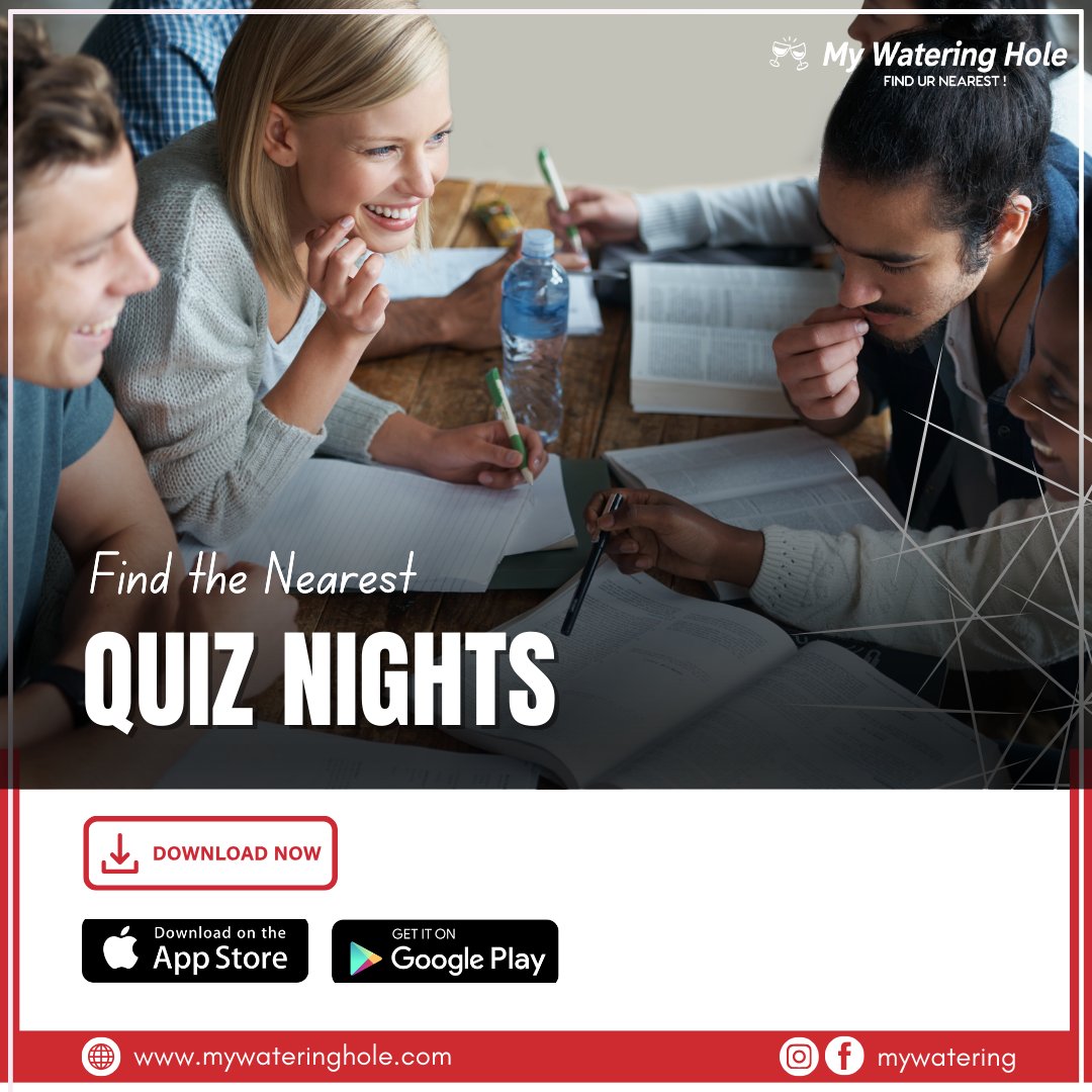 MyWatering's tweet photo. Ready to put your knowledge to the test? 🧠 Join the fun at Quiz Nights near you! Find the hottest trivia spots with the My Watering Hole App! https://t.co/ZIVGQqVbUZ

#quiz #quiztime #quiznight #test #fun #knowledge #testknowledge https://t.co/GYvJmzOLcu