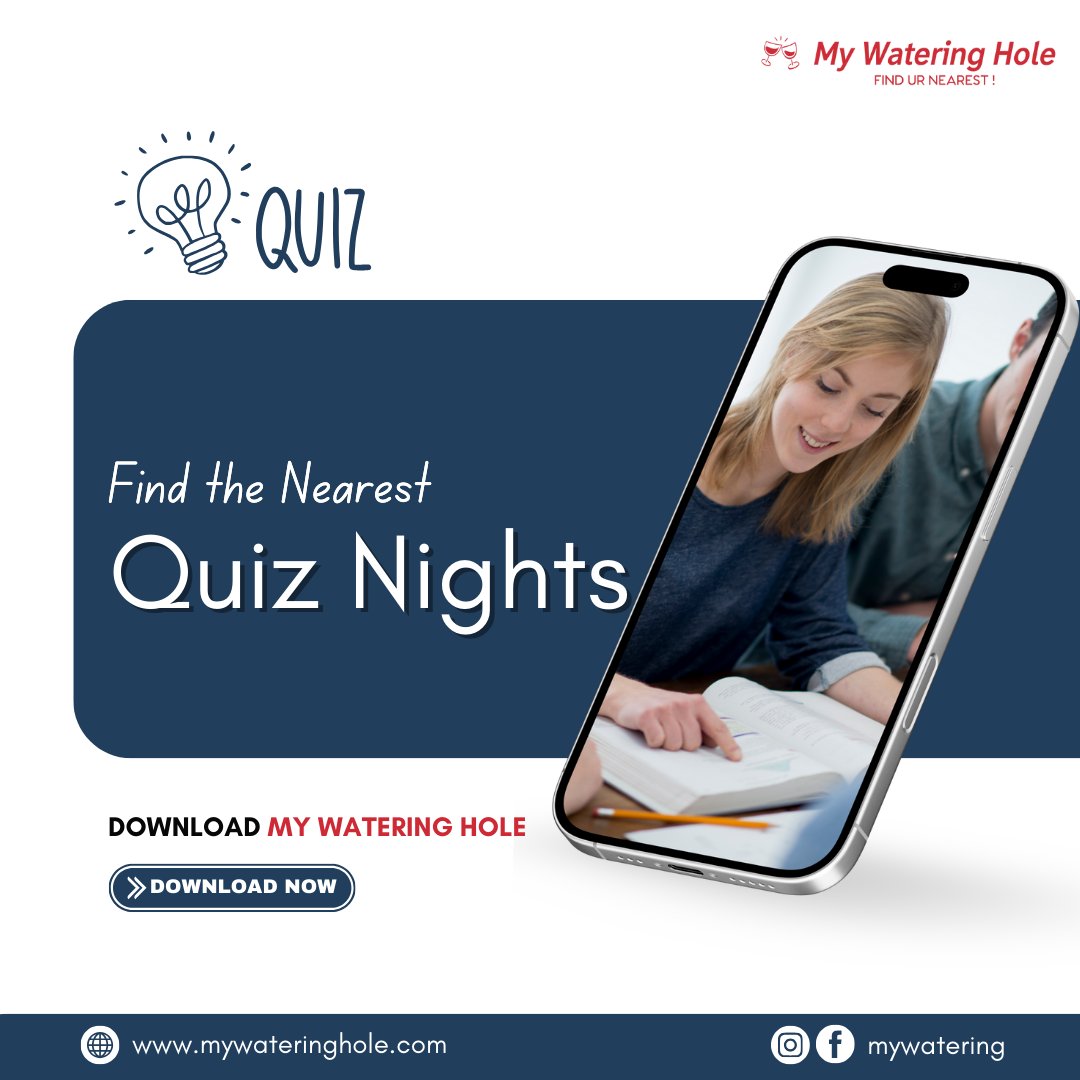 MyWatering's tweet photo. Ready to put your knowledge to the test? 🧠 Join the fun at Quiz Nights near you! Find the hottest trivia spots with the My Watering Hole App! https://t.co/ZIVGQqVbUZ

#quiz #quiztime #quiznight #test #fun #knowledge #testknowledge https://t.co/YdngjB3GgW