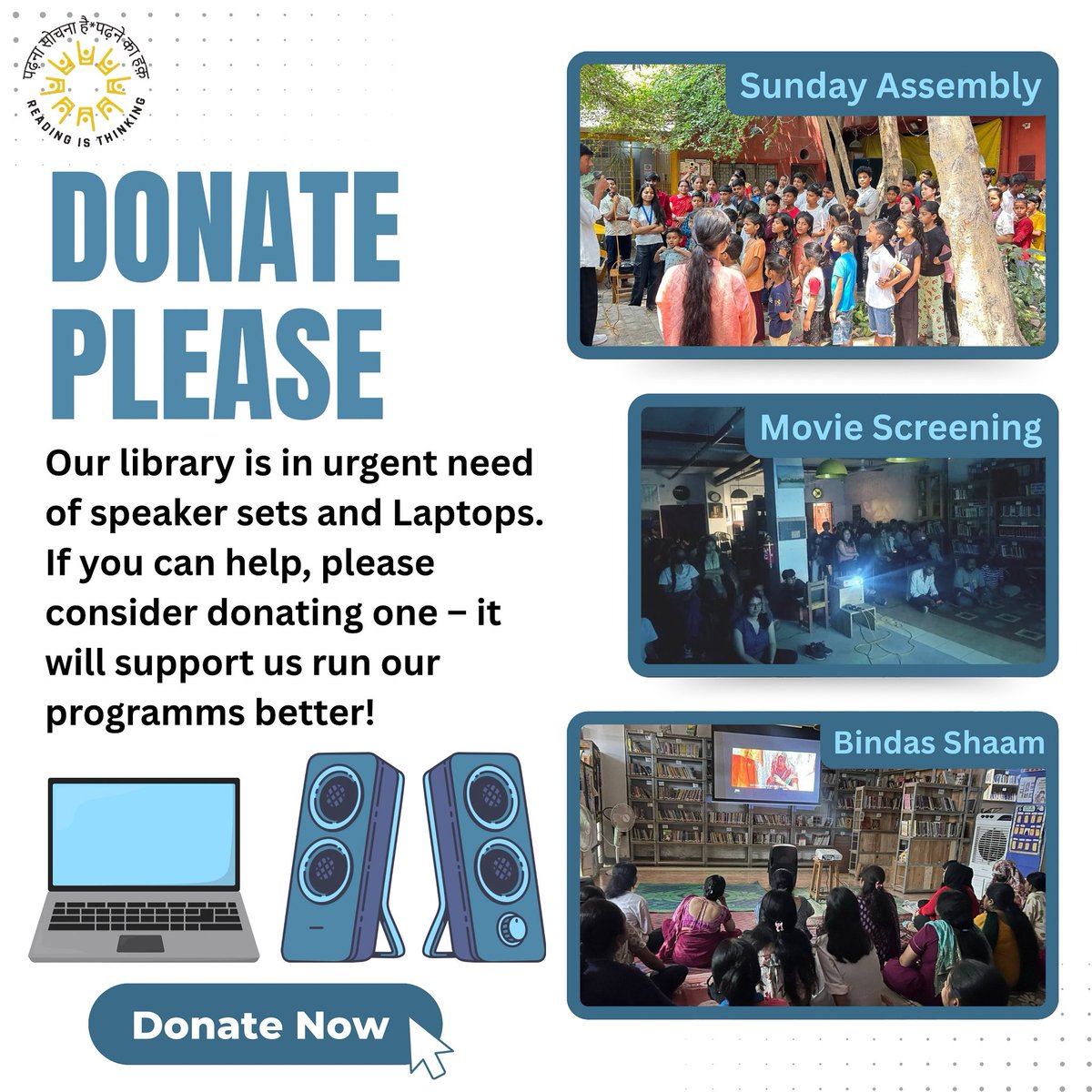From Sunday Assemblies to more our library is where the community comes together to listen, learn,&amp; enjoy.
Your donation isn’t just equipment it’s a louder story, a brighter screen, &amp; a more enjoyable experience for our members.
Donate Now!
🔗bit.ly/3zkINeZ