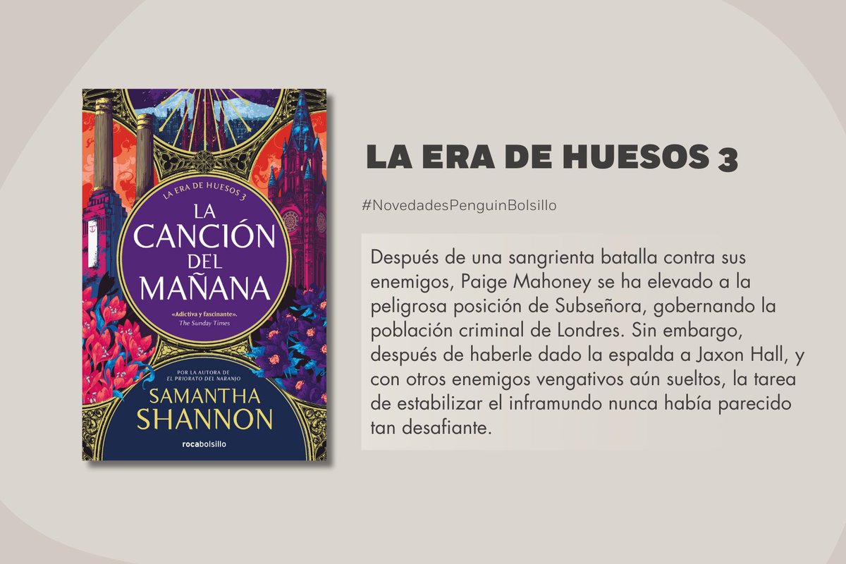 Penguin Bolsillo 🐧 📚 #PenguinBolsillo (@penguinbolsillo) on Twitter photo 💜🏰Llega a bolsillo el tercer volumen de La Era de Huesos, la exitosa e innovadora serie de fantasía distópica repleta de imaginación de <a href="/say_shannon/">Samantha Shannon (Updates Only)</a>. ¿A qué esperas para leer esta exitosa saga?
🔗 bit.ly/4jaUoyI
#NovedadesPenguinBolsillo 💜🏰Llega a bolsillo el tercer volumen de La Era de Huesos, la exitosa e innovadora serie de fantasía distópica repleta de imaginación de <a href="/say_shannon/">Samantha Shannon (Updates Only)</a>. ¿A qué esperas para leer esta exitosa saga?
🔗 bit.ly/4jaUoyI
#NovedadesPenguinBolsillo