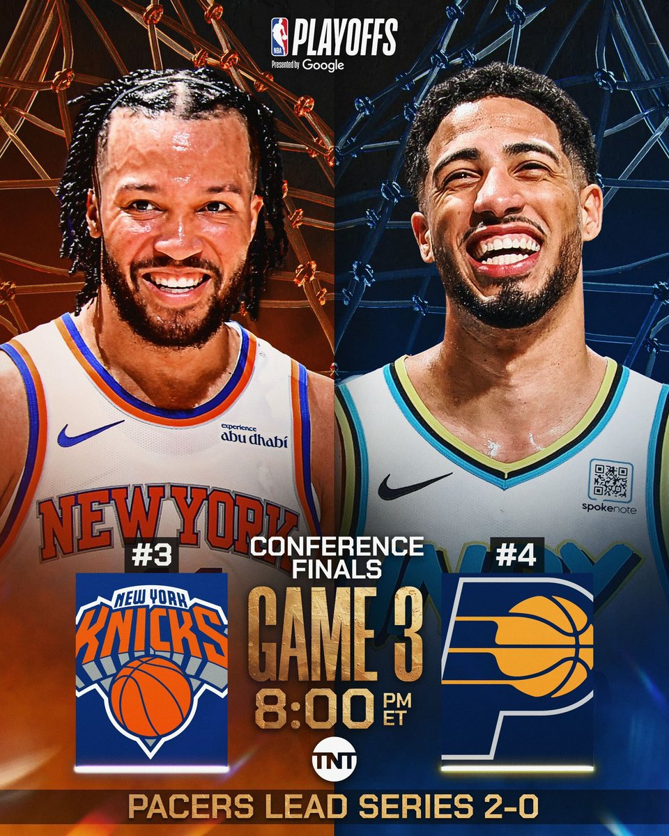 Tyrese Haliburton (31 PTS, 11 AST in Game 1) and Pascal Siakam (playoff career-high 39 PTS in Game 2) helped the Pacers take two on the road for a 2-0 series lead. 

Now back in Indiana, they look to go up 3-0 while Jalen Brunson and the Knicks look to get on the board. 

Eastern