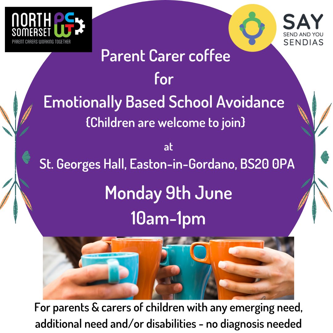 Emotionally Based School Avoidance (EBSA) is a term used to describe children and young people who experience challenges attending school due to negative feelings (such as anxiety).

Gain some support &amp; signposting whilst meeting others in a similar situation 💖