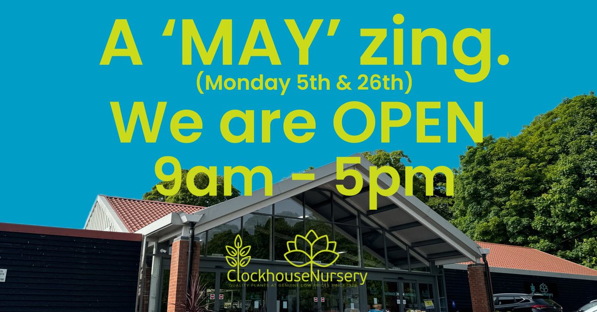We are OPEN tomorrow.
Monday 26th May.
9am to 5pm.

#clockhousenursery #enfield #garden #gardening 25/05/25