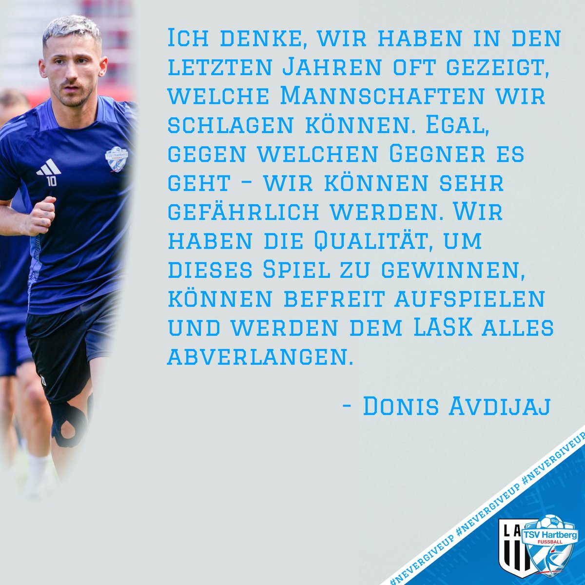 Unsere Nummer 🔟 Donis Avdijaj vor dem morgigen Playoff-Halbfinale in Linz: 💬

#askhtb #forzatsv #nevergiveup