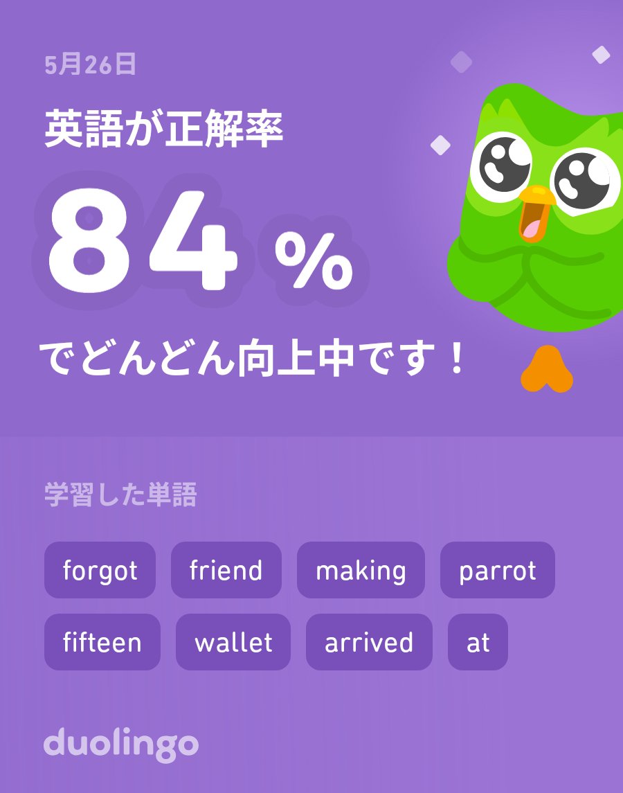 tabigarasu_dai's tweet photo. Duolingoで英語を学習中だよ！ゲーム感覚で気軽にできるDuolingoで一緒に学びませんか？ https://t.co/2DjOpAD2HQ