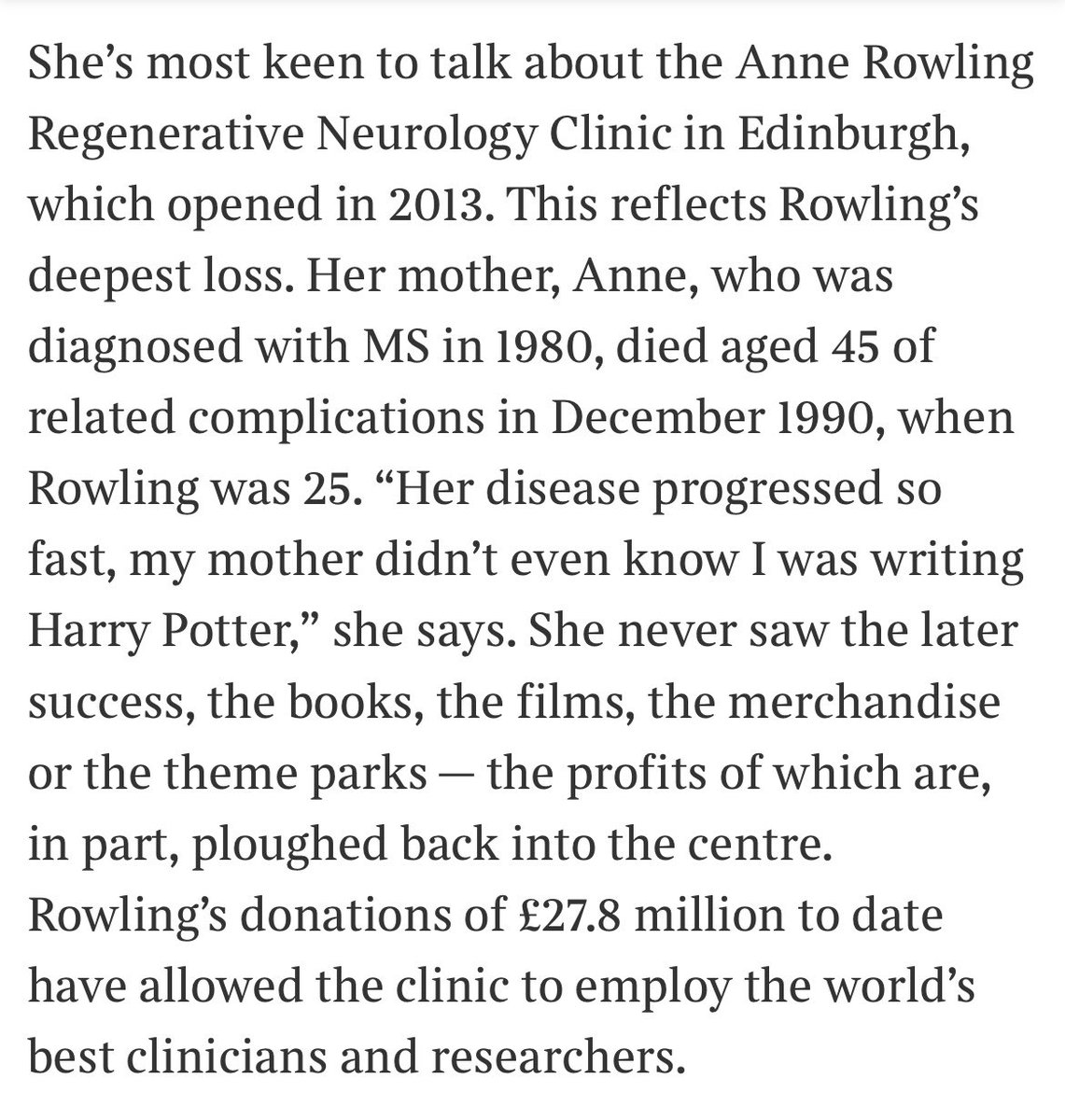 Man objects to woman who has a fortune she has earned through the success of her work as a writer spending her money on philanthropic projects of her choice. I’d point his pejorative “obscene”, “wretchedness” and “immorality” in a quite different direction