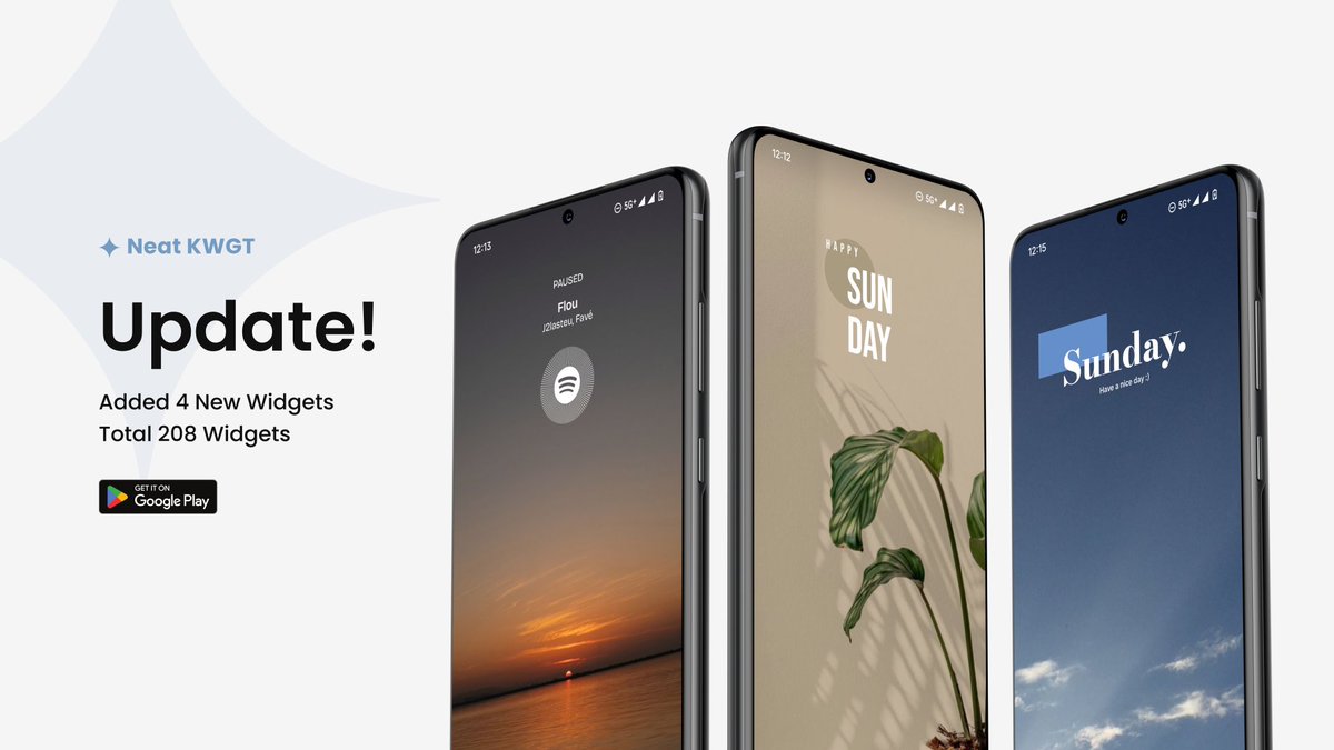 Abhishek01kr's tweet image. Neat KWGT v4.1 is here!✨
Minimal. Clean. Functional. Perfect for your homescreen.

What’s New?
✅4 brand-new widgets
📦Now with 208 total widgets!

Give your setup a fresh, aesthetic look that just works. Download now on Google Play:
👉 play.google.com/store/apps/det…

#KWGT #WidgetPack