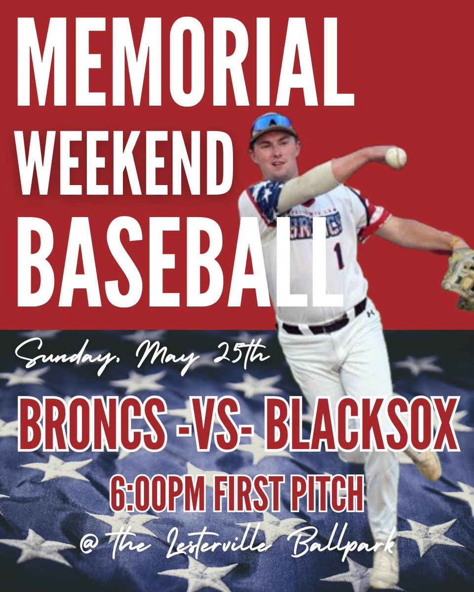 Lesterville Broncs (@lestybroncs) on Twitter photo Broncs host <a href="/FreemanAmateur/">Freeman Black Sox</a> today for some Memorial Weekend baseball in East Lesty. 6pm first pitch. #GoBroncs Broncs host <a href="/FreemanAmateur/">Freeman Black Sox</a> today for some Memorial Weekend baseball in East Lesty. 6pm first pitch. #GoBroncs