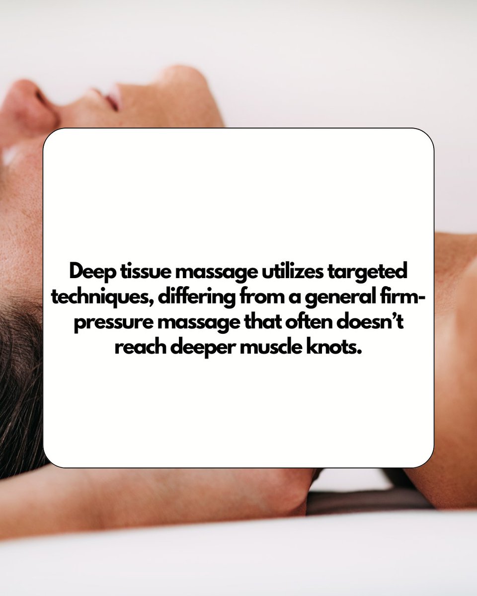 'Deep tissue massage is just firm pressure.' WRONG! While both use firm pressure, deep tissue specifically targets those stubborn deeper muscle layers and fascial adhesions for real relief. It's not just about pressure—it's about precision! 💆‍♂️✨ #MassageMyths #DeepTissueTruth