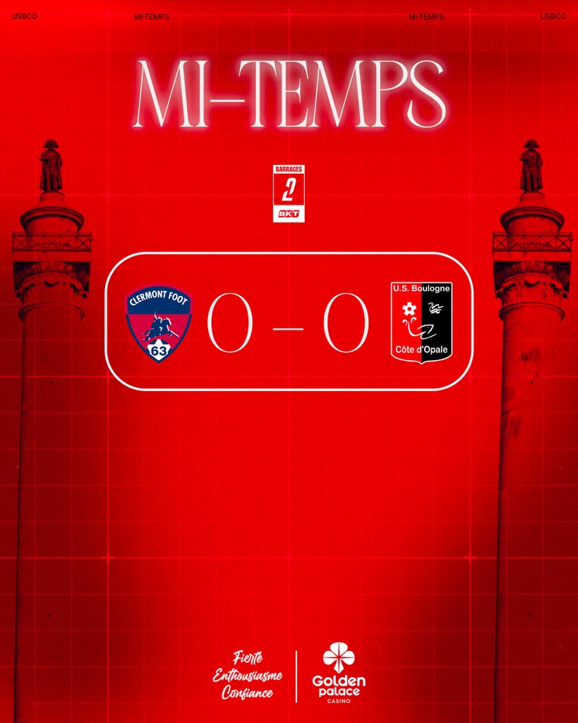 ⏱️ Mi-temps à Clermont

Un premier acte sérieux de nos Rouge et Noir, qui font preuve de solidité et d’engagement.
Rien n’est joué, on continue d’y croire. 🔴⚫