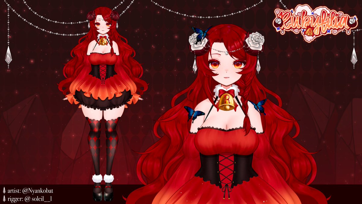 This is Rubyfilia.  (<a href="/rubyfilia/">🎀 Rubyfilia 🐏</a>)

THE DRESS IS SO PRETTY I ADORE THE BLACK AND RED
AND THE DIAMOND LEGGINGS WITH THOSE BOOTS
the big bell collar with the R
The gorgeous roses in that beautiful red hair!
so many butterflies!

10/10.