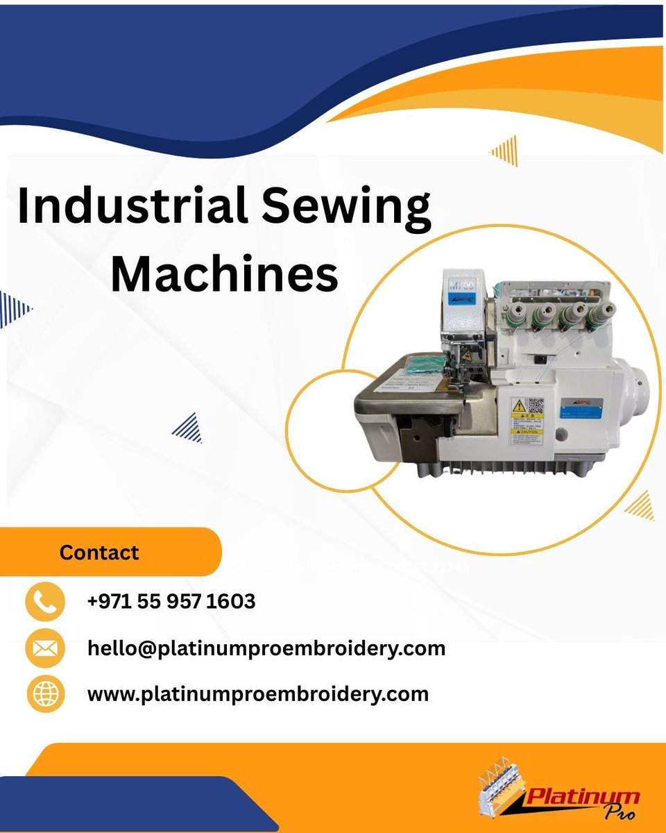 _PlatinumPro's tweet photo. Industrial Sewing Machines – Power, Speed &amp; Precision in Every Stitch! 
Upgrade your production line with our high-performance Industrial Sewing Machines  
#IndustrialSewingMachine #HeavyDutySewing #GarmentIndustry #SewingSolutions #PlatinumProEmbroidery #UAEIndustry https://t.co/zyNdaoeR28