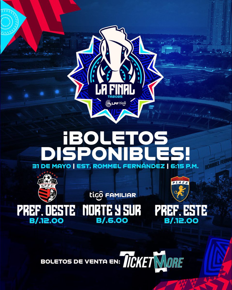 Prodenapanama's tweet photo. ¡𝐄𝐋 𝐂𝐀𝐌𝐈𝐍𝐎 𝐇𝐀𝐂𝐈𝐀 𝐋𝐀 𝐅𝐈𝐍𝐀𝐋! 🤩🏆 @LPFpanama 

Final - Torneo Apertura 2025:
@cdplazaamador 🆚️ @sanfrafc_pa 

#NuestroFútbol #LPFTigo #FútbolPanameño #PasiónPorElFútbolPTY #OrgulloCanalero #SelecciónPanameña  #LigaPanameña #TalentoPanameño  #Lpf https://t.co/5Cj4xG3PJR