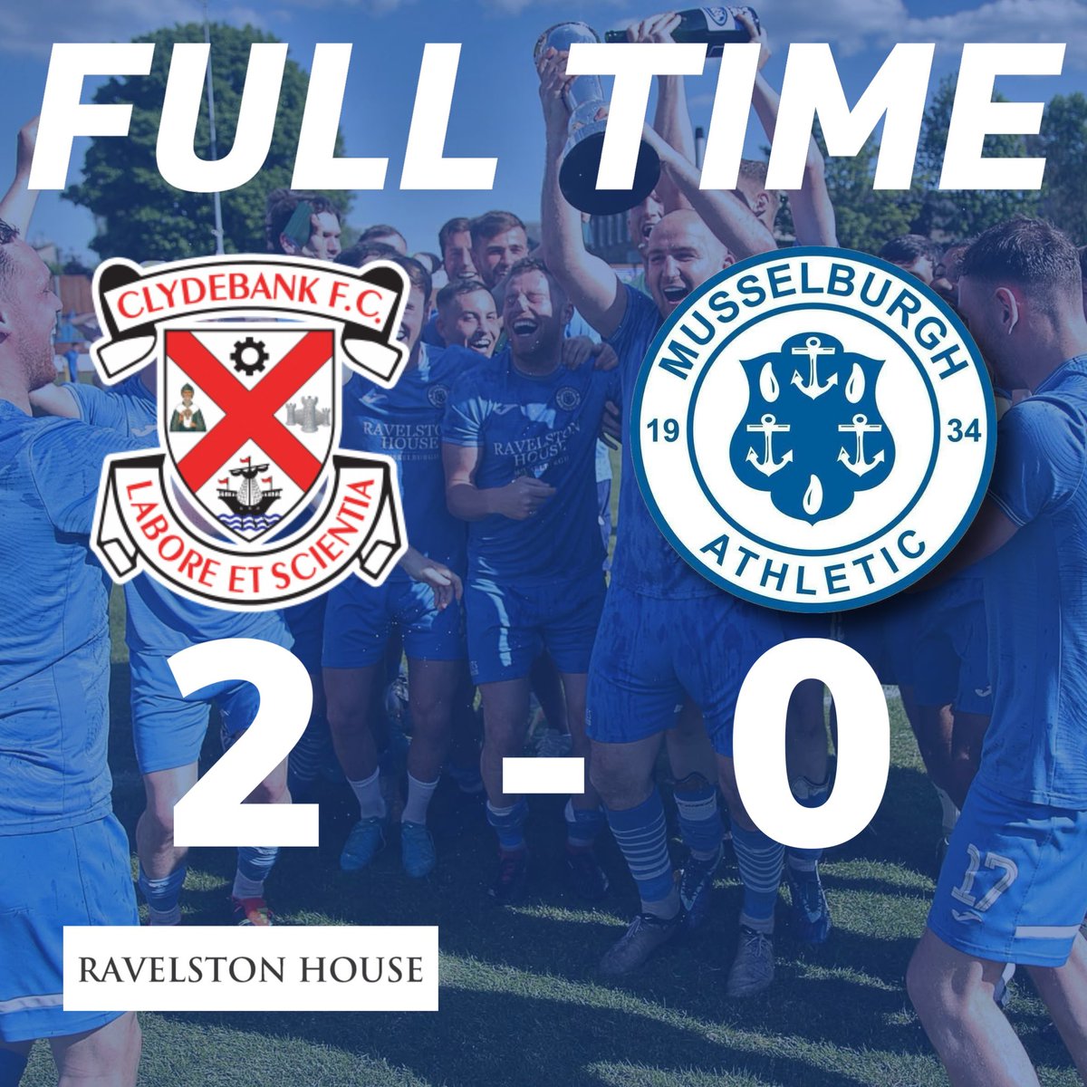 MusselburghAth's tweet image. FULL TIME

Clydebank 2 - 0 Musselburgh Athletic