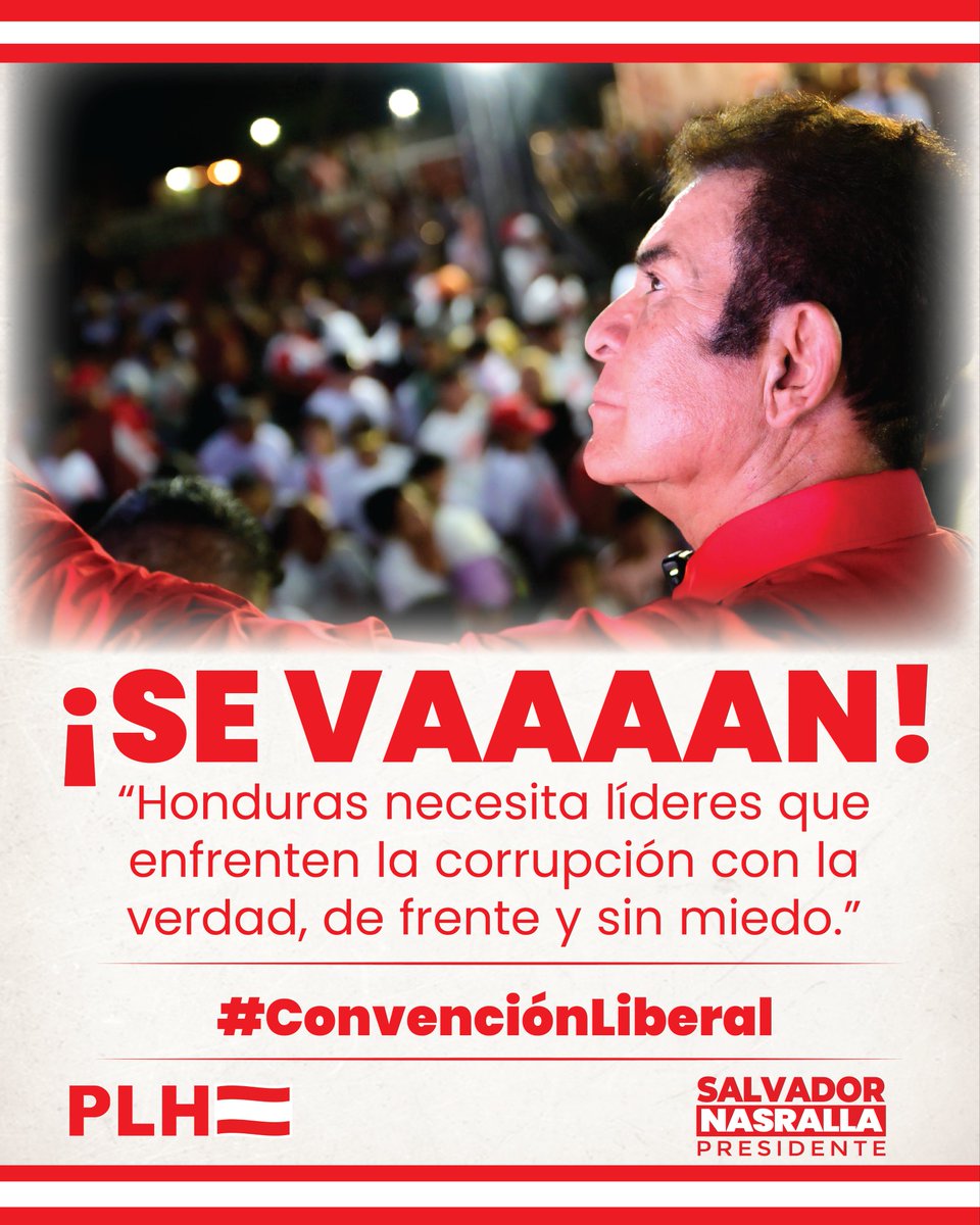 ¡Llegó el día! Hoy los liberales <a href="/PLHonduras/">Partido Liberal de Honduras</a> nos reunimos para decir con fuerza y sin miedo: ¡Se vaaan!

Se va la corrupción, la mentira y la incompetencia.

Nos vemos en la #ConvenciónLiberal José Francisco Morazán.

¡Vamos con todo, Honduras!✊🇦🇹🇭🇳
