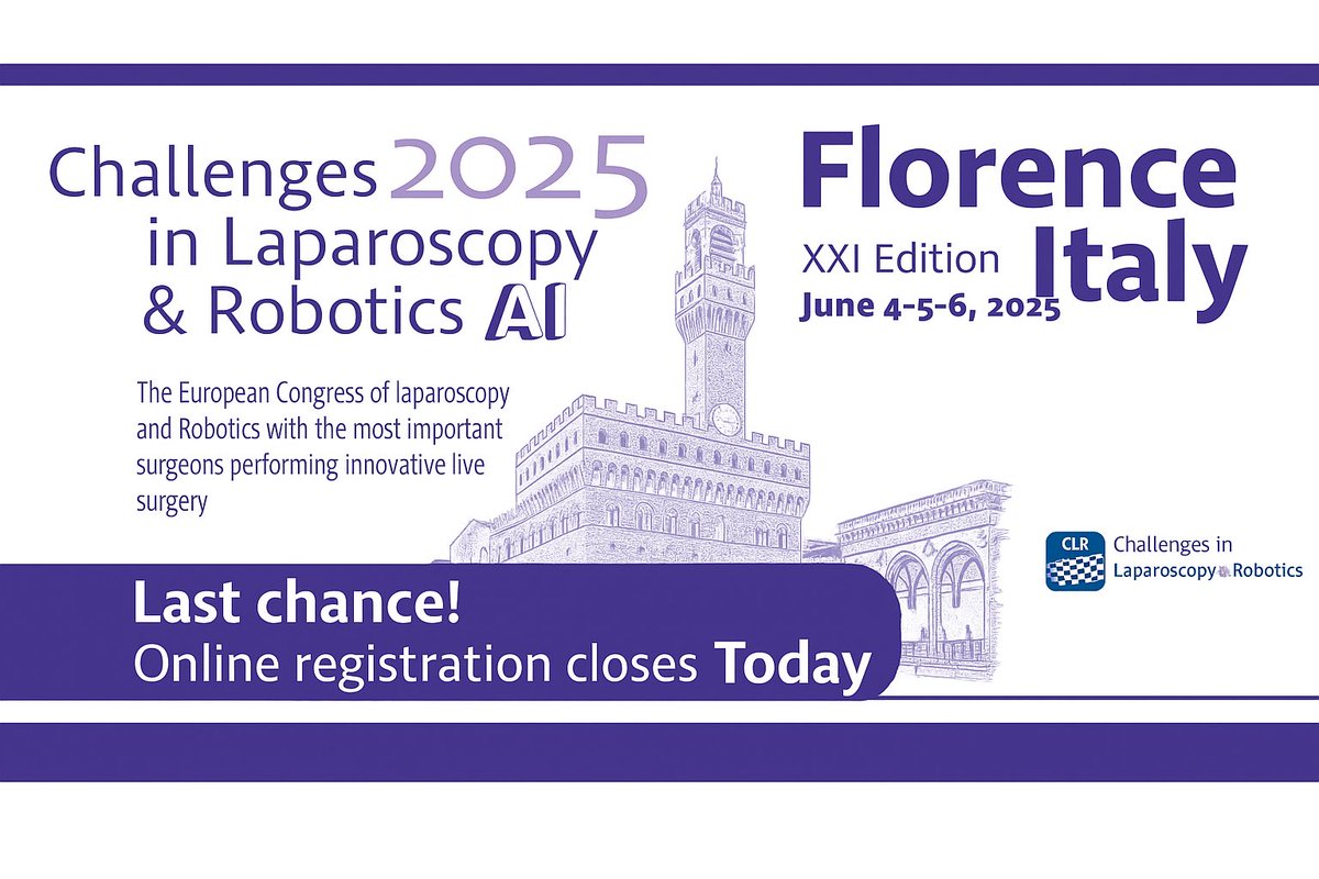 Challenges in Laparoscopy & Robotics ( CILR ) (@cilr2025) on Twitter photo Today is the day!
Online registrations close May 25th, and we are fully booked!
<a href="/minerviniandre/">Andrea Minervini</a>
<a href="/AOUCareggi/">Azienda Ospedaliero-Universitaria Careggi</a> Today is the day!
Online registrations close May 25th, and we are fully booked!
<a href="/minerviniandre/">Andrea Minervini</a>
<a href="/AOUCareggi/">Azienda Ospedaliero-Universitaria Careggi</a>
