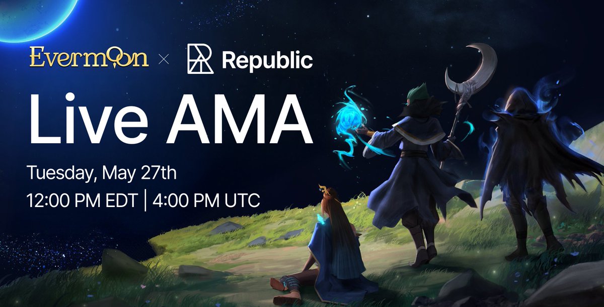 Republic (@joinrepublic) on Twitter photo 🎙️ Join us next Tuesday for an AMA with <a href="/EverMoon_nft/">Evermoon | MOBA</a> as we learn how they're building a player-owned next-gen game platform redefining play with AI, Web3, and digital ownership.
📅 Tuesday, May 27th @ 12:00 PM EDT| 4:00 PM UTC
Form CRS: rep.pub/form-crs 🎙️ Join us next Tuesday for an AMA with <a href="/EverMoon_nft/">Evermoon | MOBA</a> as we learn how they're building a player-owned next-gen game platform redefining play with AI, Web3, and digital ownership.
📅 Tuesday, May 27th @ 12:00 PM EDT| 4:00 PM UTC
Form CRS: rep.pub/form-crs
