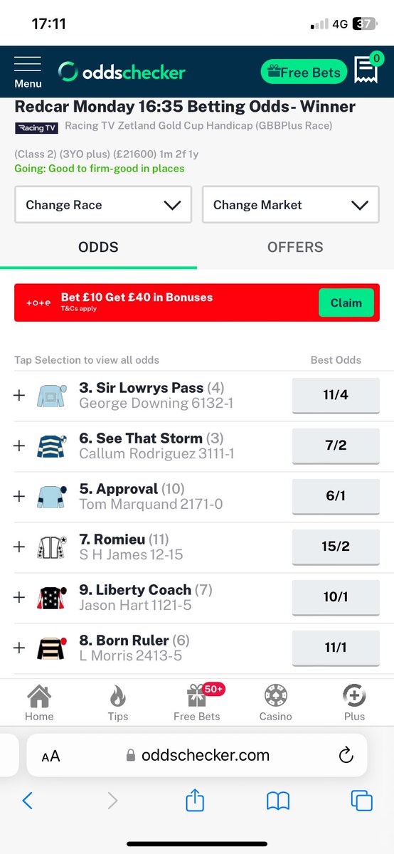 SIR LOWRYS PASS in the Zetland for me tomorrow. Loved the way he hit the line at Goodwood and the race has worked out well. He’s up 7lb but I don’t see it stopping him and he rates a value bet.