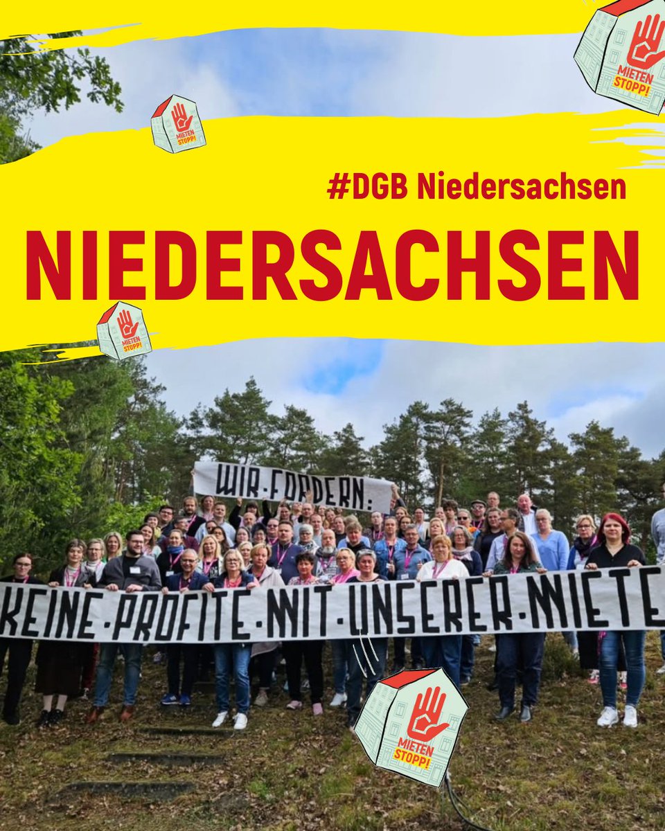 Mietenstopp Deutschland | 🖐🏽🏡 (@mietenstoppde) on Twitter photo Es kann nicht sein, dass immer mehr Menschen von ihrem Einkommen 30, 40 oder noch mehr Prozent für ihre Miete ausgeben müssen! Die Botschaft des <a href="/dgb_nds/">DGB Niedersachsen</a> zum bundesweiten Aktionstag für bezahlbaren Wohnraum ist klar!
#mietenwahnsinn #dgb #gewerkschaft Es kann nicht sein, dass immer mehr Menschen von ihrem Einkommen 30, 40 oder noch mehr Prozent für ihre Miete ausgeben müssen! Die Botschaft des <a href="/dgb_nds/">DGB Niedersachsen</a> zum bundesweiten Aktionstag für bezahlbaren Wohnraum ist klar!
#mietenwahnsinn #dgb #gewerkschaft