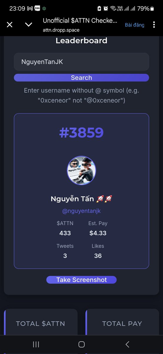 Mình check airdrop và điểm được nhiêu đây, mới bào mà khó đu với mấy người cày từ đầu quá.

 Nên thôi ,được nhiêu hay nhiu, có là mừng rồi.
Nào anh em tương tác tiếp tục mạnh lên nhé <a href="/GiveRep/">GiveRep</a> <a href="/ATTNtoken/">Attention 👁️</a> <a href="/ikadotxyz/">Ika「🦑」</a> 
LIKE = 1 REP 
RT = 1 REP
CMT = 1 REP