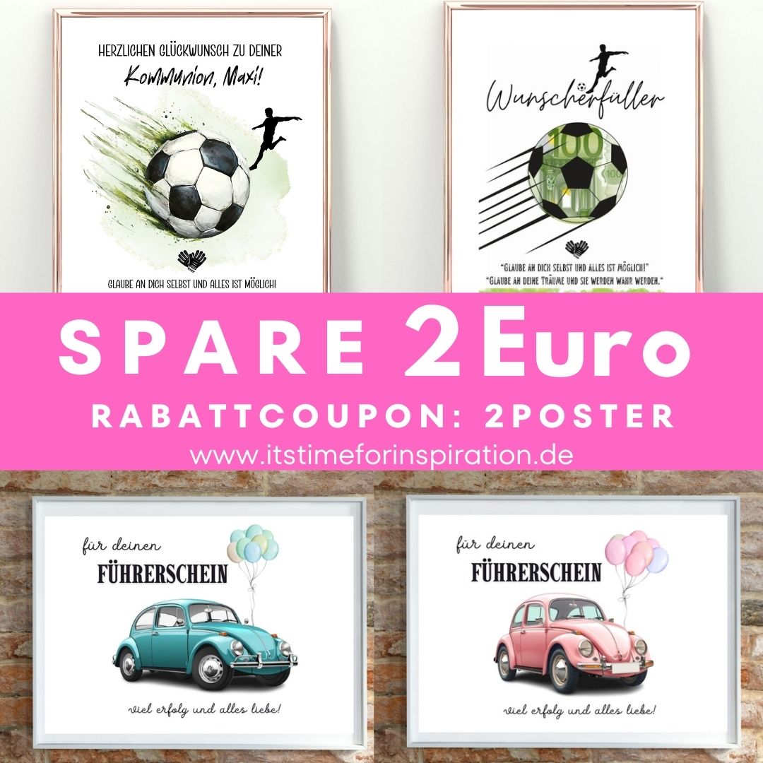 BlogItstimefor's tweet image. Spare jetzt mit unseren exklusiven #Rabattcoupons:
#2POSTER – #Spare 2 € beim #Kauf von 2 Postern
#3POSTER – Spare 3 € beim Kauf von 3 Postern

Kreative #DIY-#Poster &amp;amp; #Geldgeschenk-Vorlagen #ItsTimeForInspiration
itstimeforinspiration.de/shop

#diygeschenk #rabattcode #geschenkideen