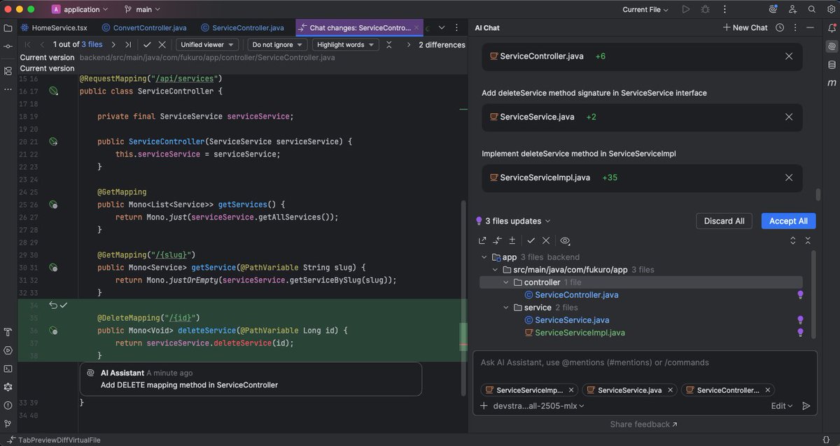 guillaume_acc's tweet photo. I'm continuing to experiment with @MistralAI Devstral by integrating it directly into JetBrains AI Chat via LM Studio and it's honestly amazing to have such a powerful LLM running locally.  
I'll be testing it at work tomorrow on more challenging issues. https://t.co/Rtl1255is7