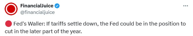 ninjacrypty's tweet photo. ❗️Waller from the Fed: if duties come down, the Fed could move to lower rates in the 2nd half of the year.

#Trading #Investing #Crypto https://t.co/g56DztYdba