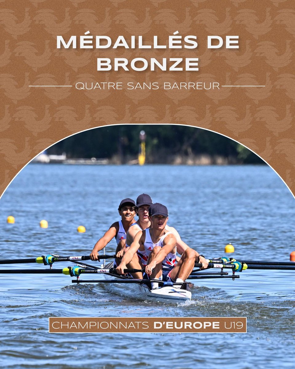 Notre rameur Adam El Hamsri et ses équipiers rentrent des championnats d’Europe avec une magnifique médaille de bronze autour du cou en quatre sans barreur.