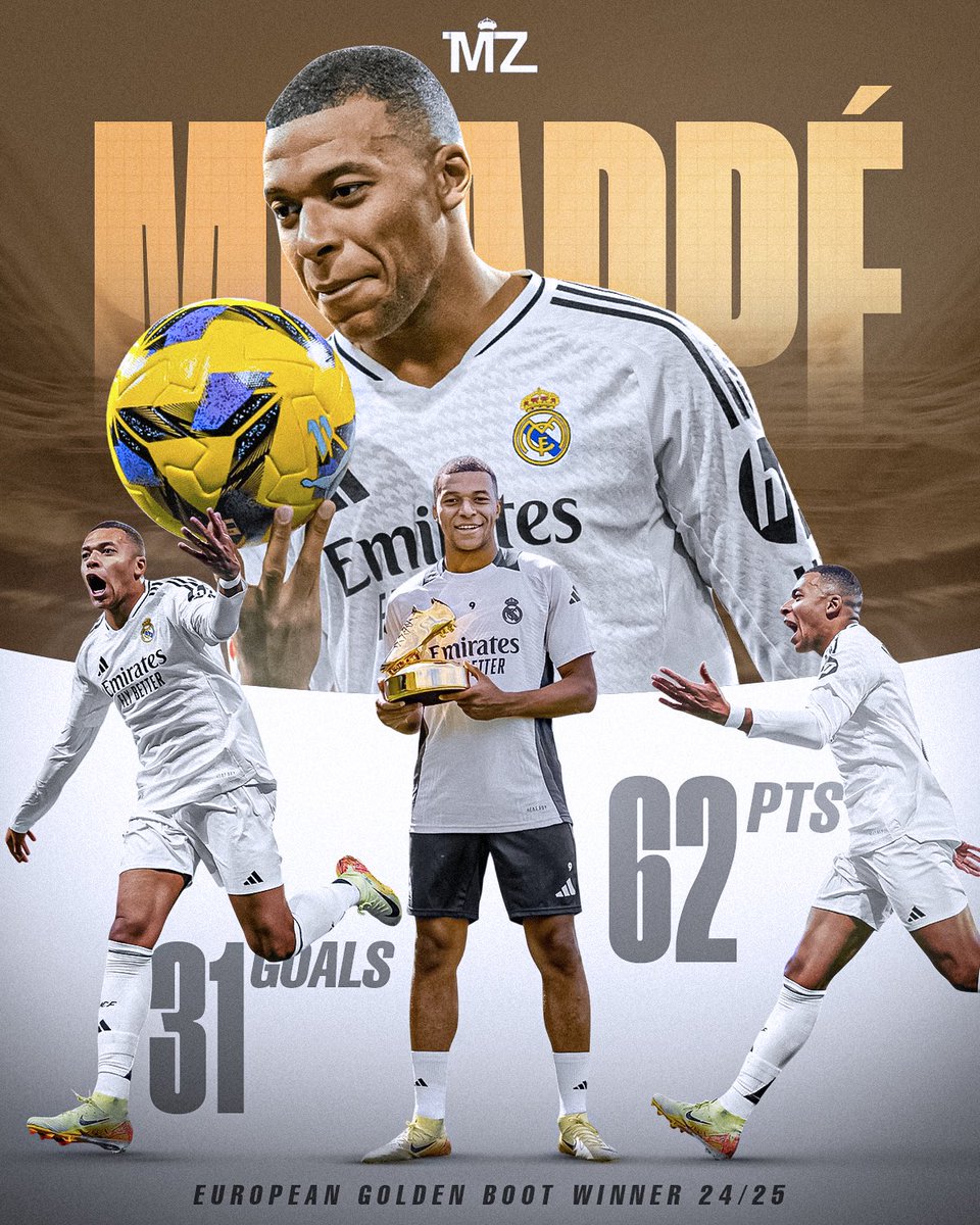🚨 KYLIAN MBAPPÉ IS THE WINNER OF 2024/25 EUROPEAN GOLDEN BOOT. 🔱