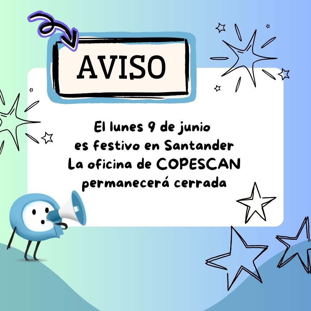 ⚠️ OFICINA CERRADA 
Con motivo de la festividad en honor a la Virgen del Mar, hoy es festivo en Santander, por lo que nuestra oficina permanecerá cerrada.
Disculpad las molestias.
Volvemos el miércoles en el horario habitual.
 #COPESCAN #OFICINACERRADA #VirgenDelMar #Santander