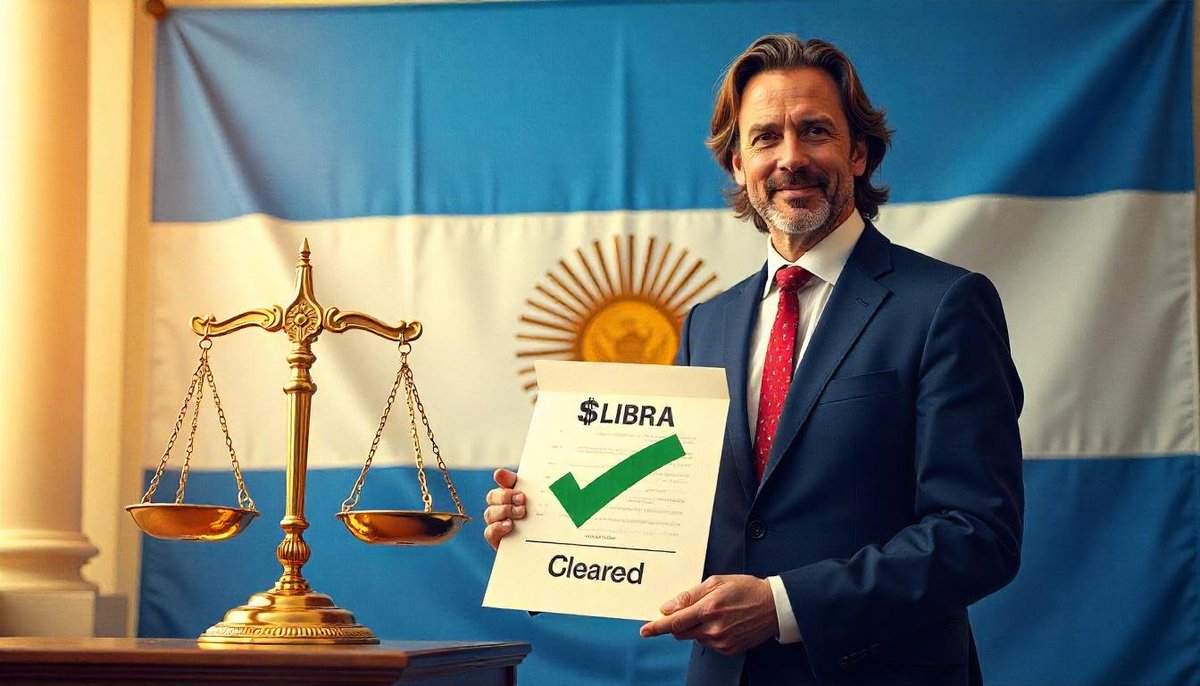 LiveBTCNews's tweet photo. President Milei Cleared in $LIBRA Ethics Probe

⚖️ Milei cleared of ethics charges in controversial $LIBRA crypto case
📉 $LIBRA crashes 90% after Milei’s promotion sparks backlash

Read More:
https://t.co/MhtSbXGxkS

#Milei #LIBRA #CryptoScandal #TokenCrash #CryptoNews #EthicsInquiry