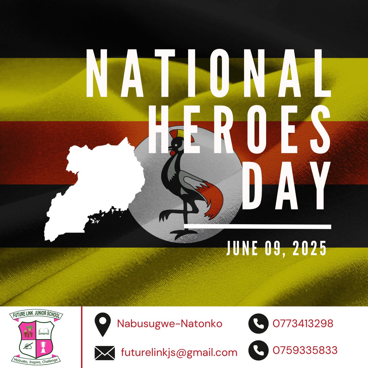 futurelinkjs's tweet image. Happy #HeroesDayUganda 🇺🇬
We honor those who gave their all for justice, peace &amp;amp; freedom.
May we raise learners who carry their legacy forward.
#FutureLinkJuniorSchool #NationalPride #Inspiration