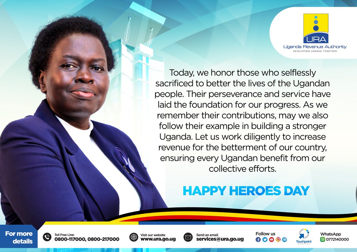 Today we honour the bravery of our forebears by becoming heroes in our own time. For our FAMILIES, for our COMMUNITIES, and for our only COUNTRY Uganda. 🇺🇬🌟

Happy Heroes Day to y'all.