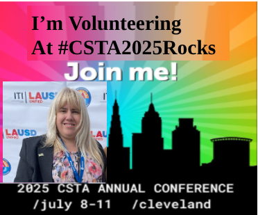 MissUCLA's tweet image. ✊🏽 I’m volunteering with purpose, passion, and pride at #CSTA2025Rocks!
📅 Thursday, July 10 | 3:30–5:00 PM
📍 Breakout J | CSTA Equity Fellowship Yearly Meeting
Let’s elevate equity, empower educators, and expand CS for all! 💻🌍#EquityInCS #CSTAFellows #CodeForChange #CSTARocks