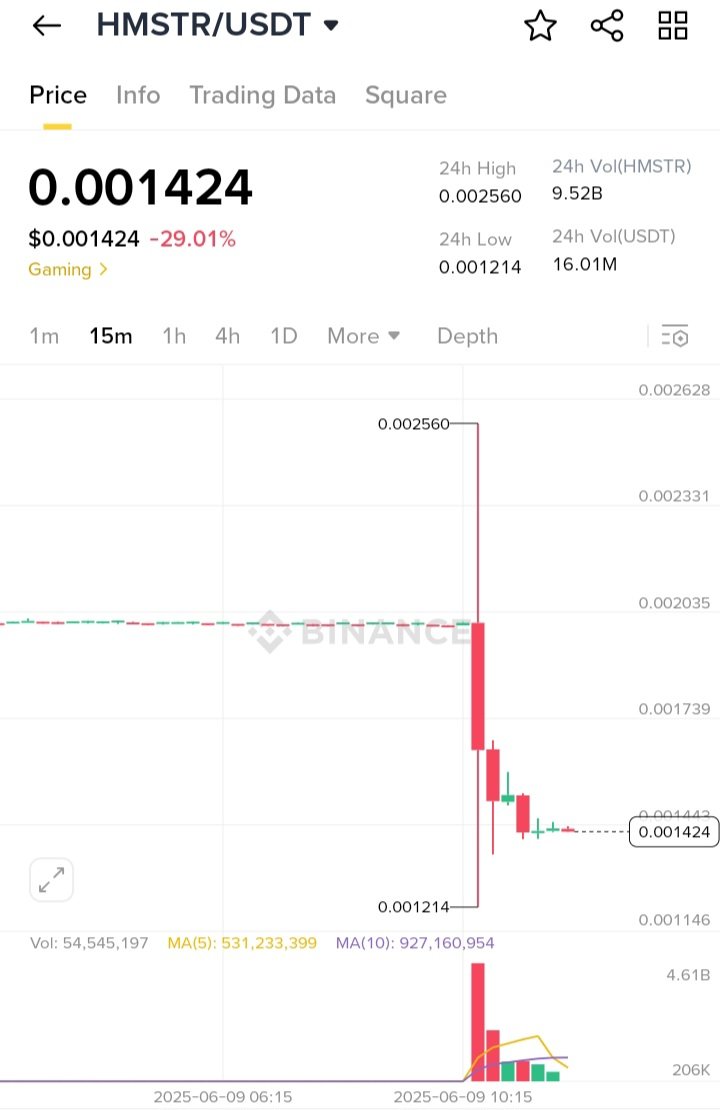 Huge dumps are a new normal on Binance nowadays

$HMSTR dumped 40%+ in a single candle today