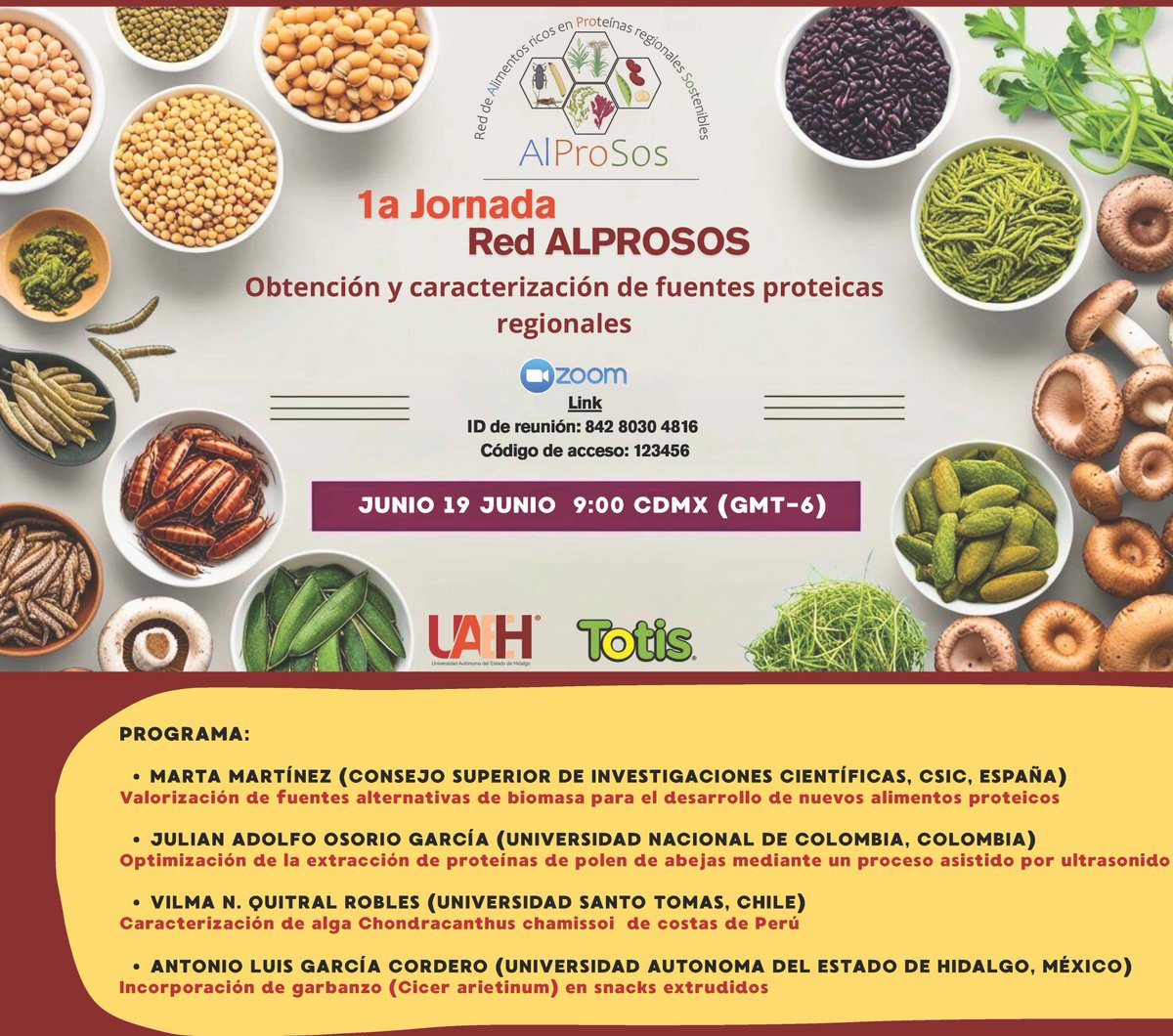 El 19 de Junio celebraremos la primera jornada de la <a href="/RedAlProSos/">Red AlProSos</a>  , organizado por la responsable Eva M. Santos. 
us02web.zoom.us/j/84280304816...
Hora: 19 jun 2025 09:00 a. m. Ciudad de México
Únase a la reunión de Zoom
ID de reunión: 842 8030 4816
Código de acceso: 123456