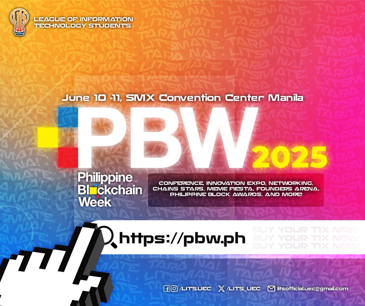 LITS_UEC's tweet photo. 𝗣𝗕𝗪 𝟮𝟬𝟮𝟱 𝗶𝘀 𝗰𝗼𝗺𝗶𝗻𝗴!  
Join us this 𝗝𝘂𝗻𝗲 𝟭𝟬–𝟭𝟭 𝗮𝘁 𝗦𝗠𝗫 𝗖𝗼𝗻𝘃𝗲𝗻𝘁𝗶𝗼𝗻 𝗖𝗲𝗻𝘁𝗲𝗿 𝗠𝗮𝗻𝗶𝗹𝗮 for the 𝗣𝗵𝗶𝗹𝗶𝗽𝗽𝗶𝗻𝗲 𝗕𝗹𝗼𝗰𝗸𝗰𝗵𝗮𝗶𝗻 𝗪𝗲𝗲𝗸.
 More info: https://t.co/Iap3FBhF5p

#LITS2526 
#ITuloyLang 
#PBW2025 
#BlockchainCommunity https://t.co/2MjyAj4N0V