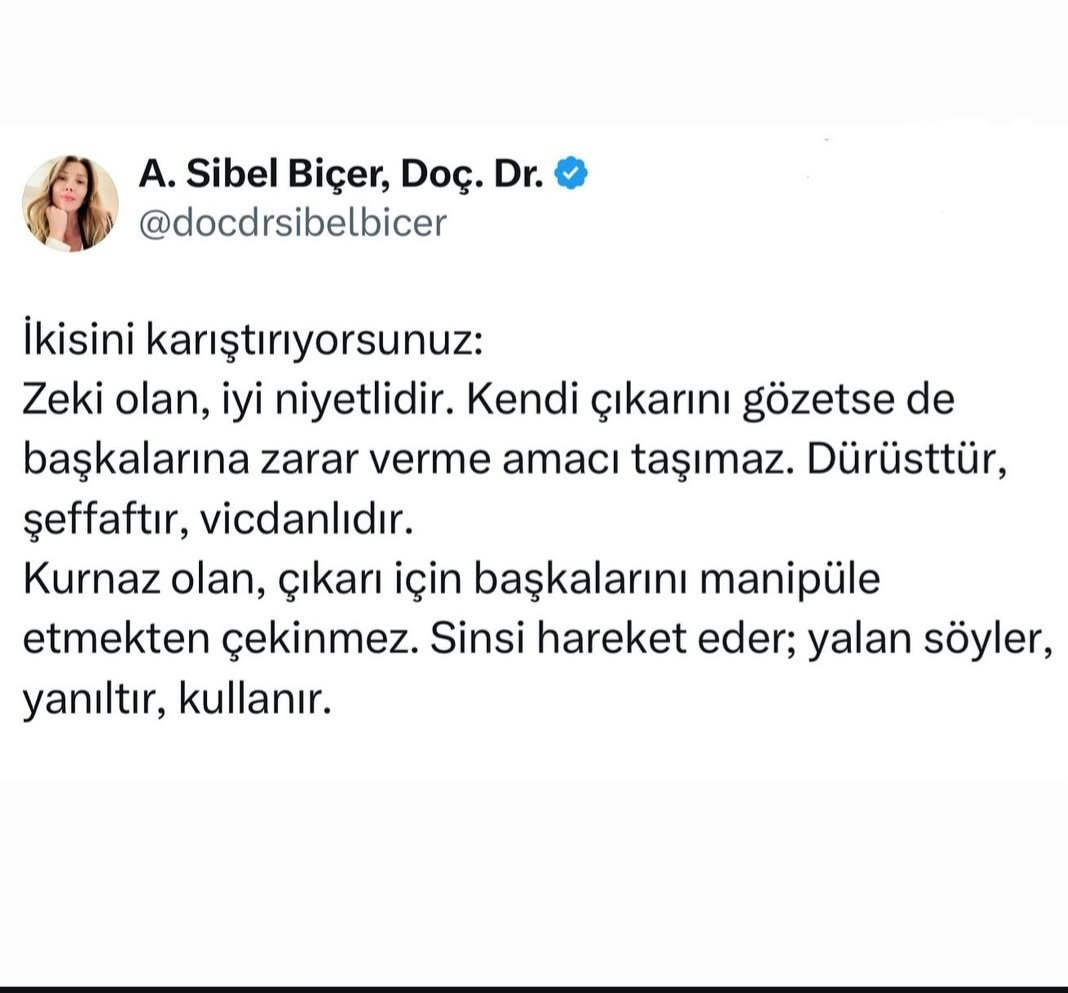Liseden itibaren öğrencilere kesinlikle kişilik bozuklukları ve insan psikolojisi ile ilgili dersler verilmeli. Hayatlarinda karsilasacaklari insan ve durumları yönetme, kendi değerlerini ve psikolojileri koruma, sapla samanı ayırma farķındalığını kesinlikle kazanmalılar.