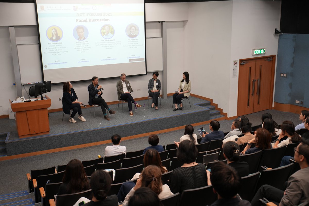 cuhknursing's tweet photo. A resounding success ✨ Our School’s #ACTuWISE team successfully hosted Hong Kong’s first-ever Acceptance and Commitment Therapy (#ACT) Forum last week (5 Jun), attracting over 200 participants both in-person and online 🤗! https://t.co/TH8hQXtKzd