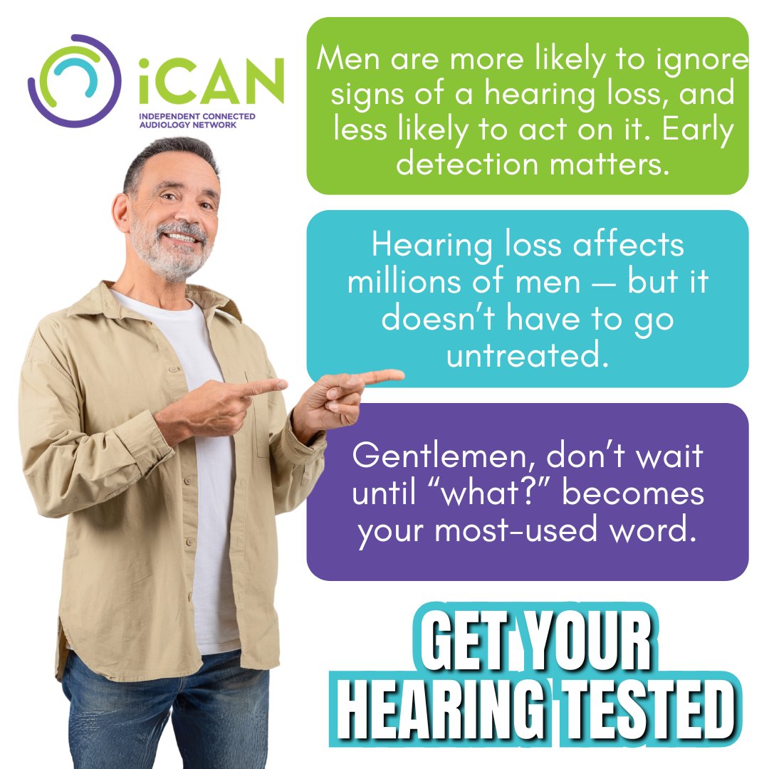 Men often ignore signs of hearing loss — but early action matters. Don’t wait until “What?” becomes your go-to. Prioritise your hearing health and protect your connections, career, and wellbeing. #iCAN

For more information about the network visit: independentaudiologists.co.za