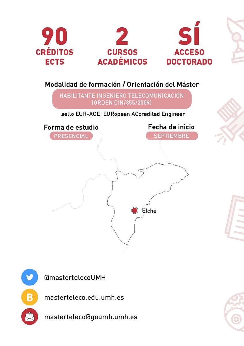 🎓 ¡Impulsa tu futuro con el Máster Universitario en Ingeniería de #Telecomunicación de la #UMH!
📅 #Preinscripción abierta hasta el 19 de junio.
📡 Más empleabilidad, validez en la UE, acceso al doctorado. tinyurl.com/3ccyjyp9