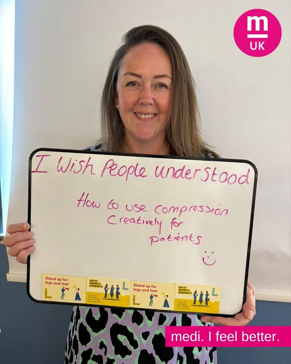 Here's Georgina Ritchie, Director of Research &amp; Academy <a href="/accelerate/">dennis!</a>-cic  We asked Georgina "What's the one thing you want people to understand about legs and feet?" Georgina said "How to use compression creatively for patients".
#LegsMatterWeek #SayItShareItChangeIt <a href="/LegsMatter/">LegsMatter</a>