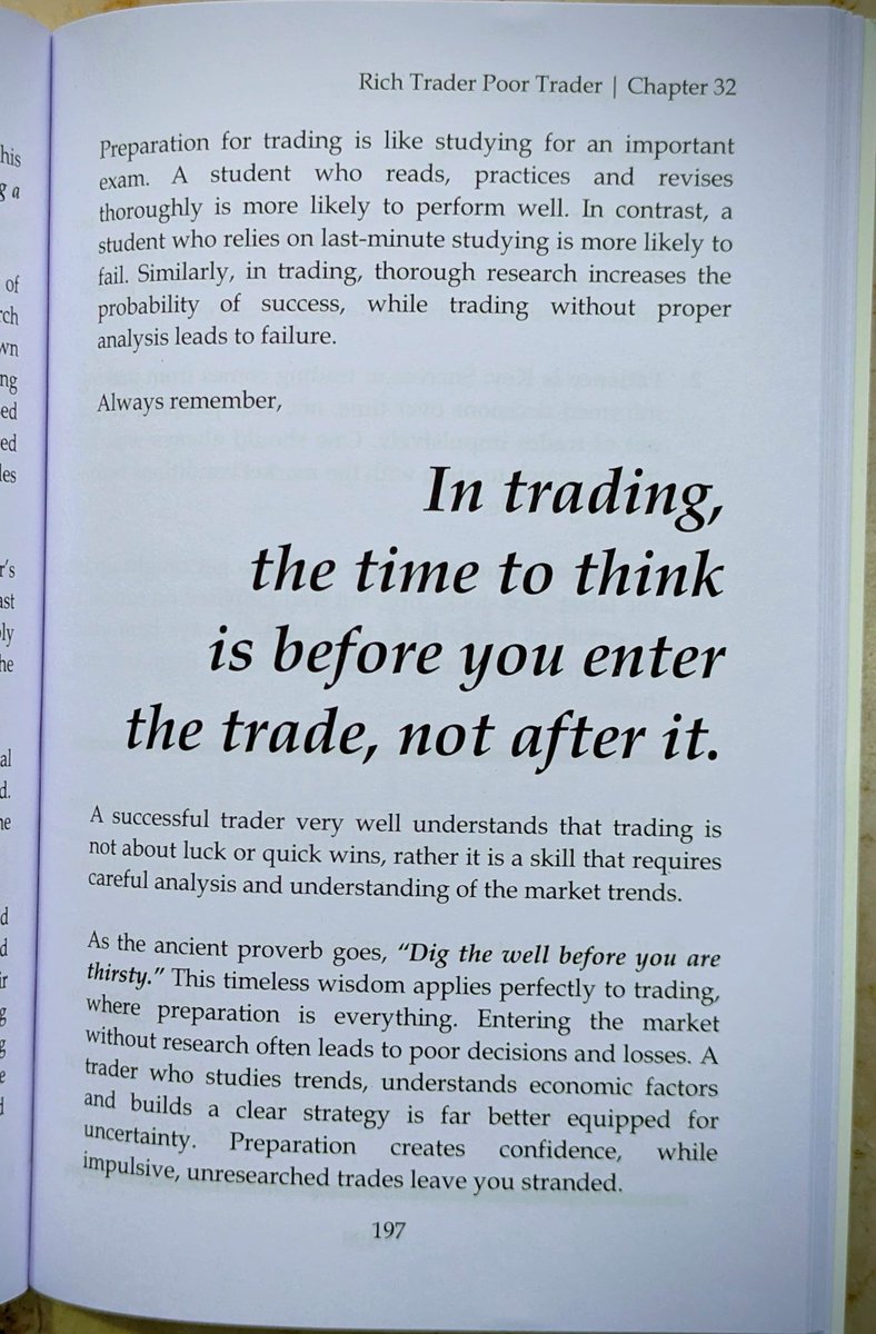 In trading, the time to think is before you enter the trade, not after it.🧠

Plan your trades. Study the market. Luck is not a strategy.

Source: Rich Trader Poor Trader Book 📘by <a href="/KommawarSwapnil/">Swapnil Kommawar</a> 

#TradingPsychology #StockMarketIndi