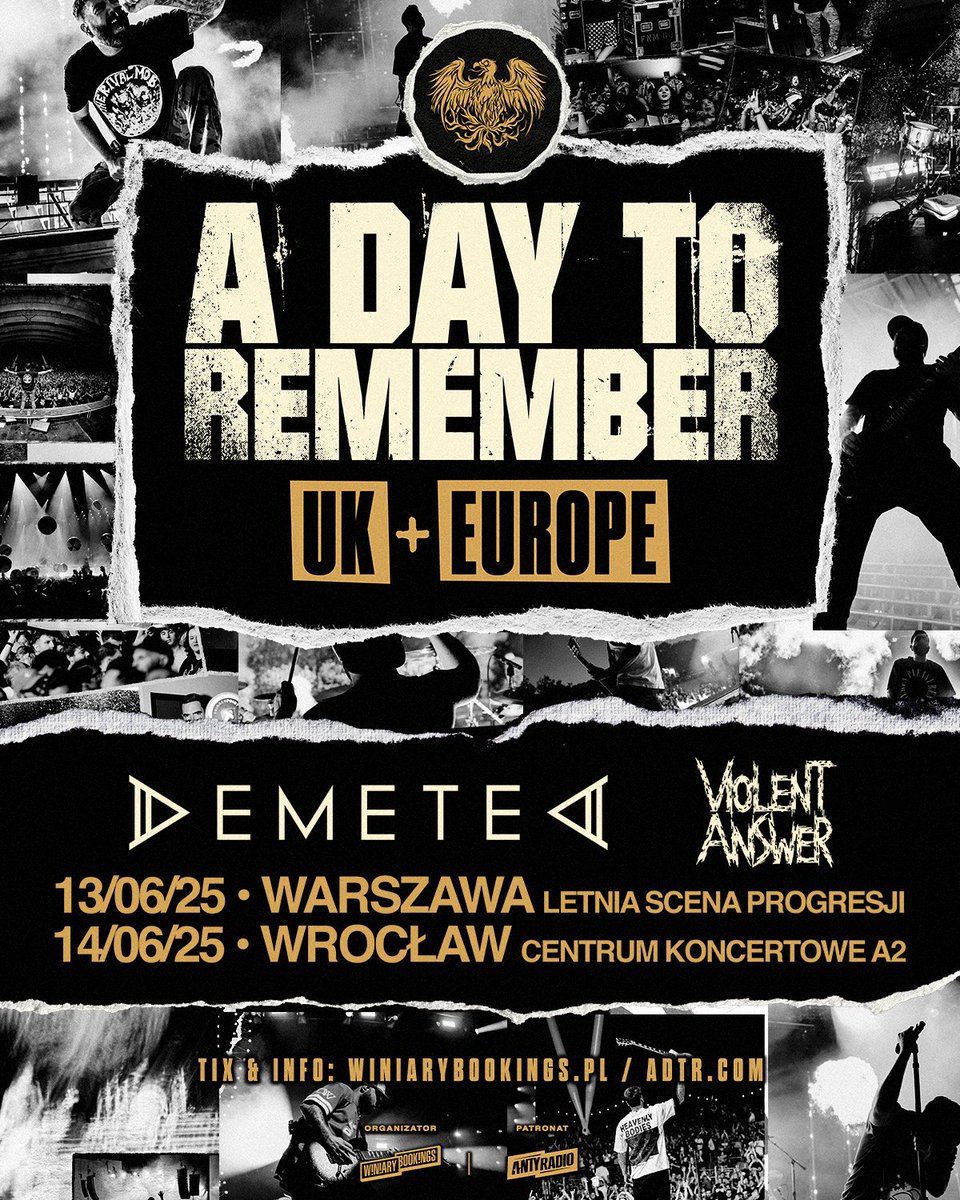 Już w tym tygodniu widzimy się w Warszawie i we Wrocławiu gdzie zagramy support przed A Day To Remember! 🤘
Razem z Demeted rozgrzejemy publiczność 13 czerwca na Letniej scenie Progresji i 14 czerwca w A2. Do zobaczenia! 🔥

🎟 Bilety: winiarybookings.pl

📸 @rzsdrjt

#metal