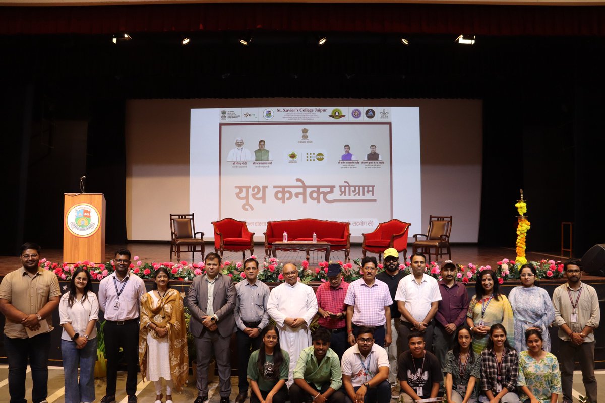 NSS_SXCJ's tweet photo. Youth Connect 2025 | St. Xavier’s College Jaipur
Held on 7 May, this dynamic session brought together 160+ students to engage in dialogue on youth leadership, gender sensitivity &amp; careers.
Organized by NSS, AICUF &amp; Dept. of Arts with UNFPA &amp; Rajasthan Youth Board. https://t.co/QvivEOUwvQ