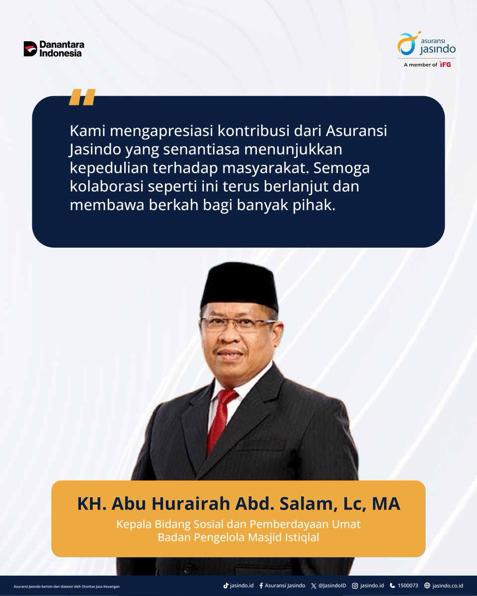 Dalam semangat Idul Adha 1446 H dan rangkaian peringatan HUT ke-52, Asuransi Jasindo menyalurkan 52 ekor kambing qurban melalui Panitia Qurban Masjid Istiqlal, Jakarta.

✨ Semoga semangat berbagi ini terus tumbuh dan membawa keberkahan bagi semua.
