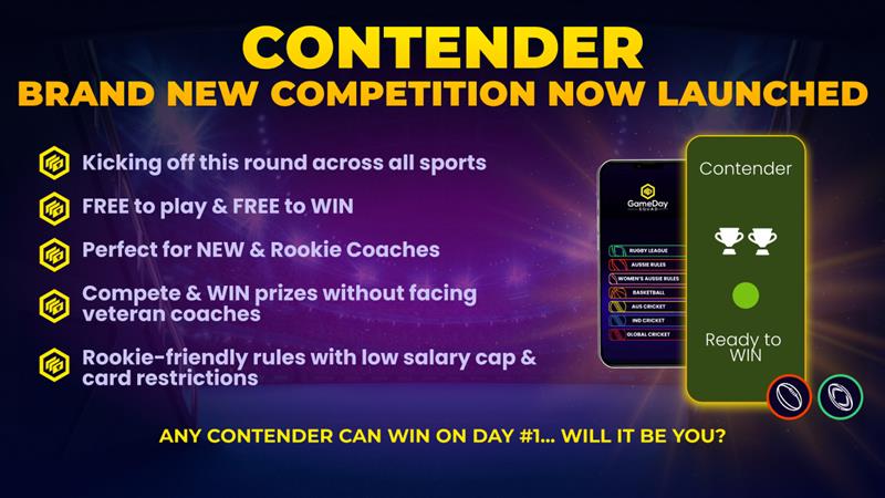 Rough start to 2025 fantasy footy? No stress—your comeback starts now🔥
The Contender Comp launches this week!

✅ Rookie-friendly rules
✅ Low card requirements
✅ Free to play &amp; win
✅ No vet matchups

🔗 bit.ly/4edrJYZ  
#FantasyFooty #GameDaySquad #ContenderComp
