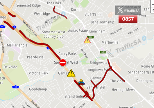 TrafficSA's tweet image. Cape Town - #TaxiStrike  Somerset West
