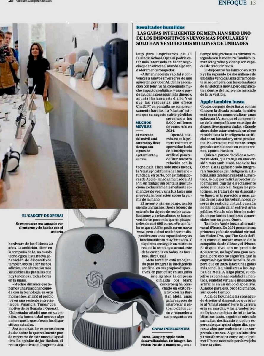 José Luis Casal (@jlcasal) on Twitter photo 📉 Silicon Valley ya no deslumbra como antes.
Gadgets que prometen revolución... pero no conectan.
'Se innova demasiado en lo que no necesitamos y poco en lo que sí'.
abc.es/tecnologia/suc… by <a href="/RodAlonsoo/">Rodrigo Alonso</a>
#Innovación #Tecnología #IA #Futuro 📉 Silicon Valley ya no deslumbra como antes.
Gadgets que prometen revolución... pero no conectan.
'Se innova demasiado en lo que no necesitamos y poco en lo que sí'.
abc.es/tecnologia/suc… by <a href="/RodAlonsoo/">Rodrigo Alonso</a>
#Innovación #Tecnología #IA #Futuro