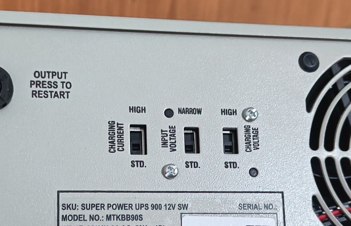 mastertushar's tweet photo. @MicrotekOfcl I got a Microtek Super Power 900 SB 12 volt inverter. It has a backside setting for charging voltage low and high. I got a 200AH tall tubular battery. Please help me with which option to select in the back panel switch. High or low? https://t.co/8269gVVKLf